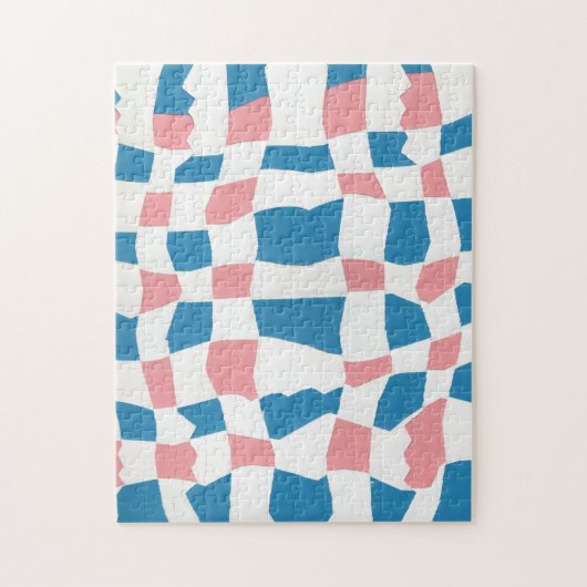 Retro Mod Roze Blauw Checkerboard Abstract Legpuzzel (Verticaal)