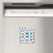 Retro Mod Roze Blauw Checkerboard Abstract Magneet (Insitu (Vaatwasser))