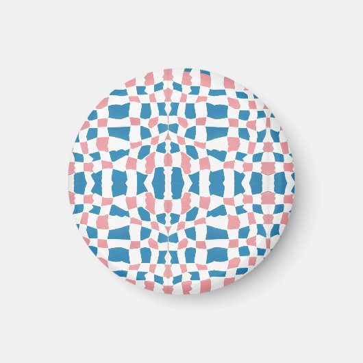 Retro Mod Roze Blauw Checkerboard Abstract Magneet (Voorkant)