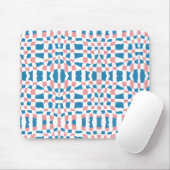 Retro Mod Roze Blauw Checkerboard Abstract Muismat (Met muis)