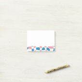 Retro Mod Roze Blauw Checkerboard Abstract Post-it® Notes (Op bureau)
