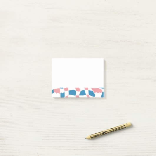Retro Mod Roze Blauw Checkerboard Abstract Post-it® Notes (Op bureau)