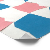 Retro Mod Roze Blauw Checkerboard Abstract Poster (Hoek)