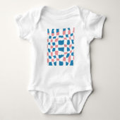 Retro Mod Roze Blauw Checkerboard Abstract Romper (Voorkant)