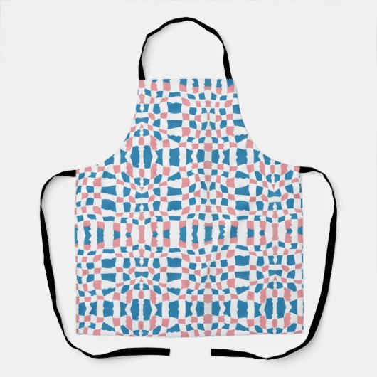 Retro Mod Roze Blauw Checkerboard Abstract Schort (Voorkant)