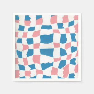 Retro Mod Roze Blauw Checkerboard Abstract Servet