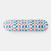 Retro Mod Roze Blauw Checkerboard Abstract Skateboard (Horizontaal)