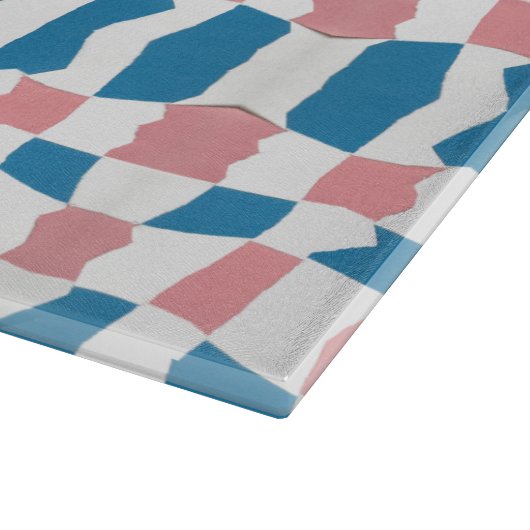 Retro Mod Roze Blauw Checkerboard Abstract Snijplank (Hoek)