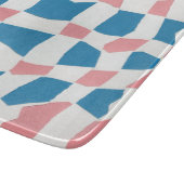 Retro Mod Roze Blauw Checkerboard Abstract Snijplank (Hoek)