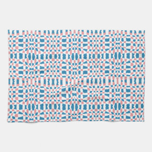 Retro Mod Roze Blauw Checkerboard Abstract Theedoek
