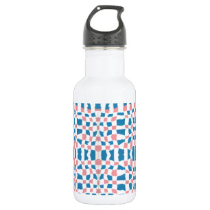 Retro Mod Roze Blauw Checkerboard Abstract Waterfles
