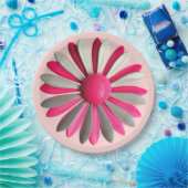 Retro MOD Roze Bloem Bloemrijke Lente Tuinfeest Papieren Bordje (Feest)