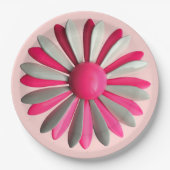 Retro MOD Roze Bloem Bloemrijke Lente Tuinfeest Papieren Bordje (Voorkant)