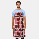 Retro Mod Roze & Chocolade Geometrisch Schort (Gedragen)