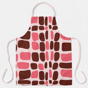 Retro Mod Roze & Chocolade Geometrisch Schort