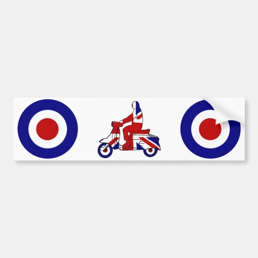 Retro Mod Scooter Boy UK Bumpersticker (Voorkant)