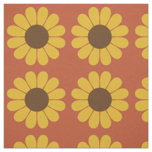 Retro Mod Sunflower Patroon Stof