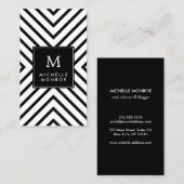 Retro Mod zwart-wit patroon vet monogram Visitekaartje (Voorkant / Achterkant)