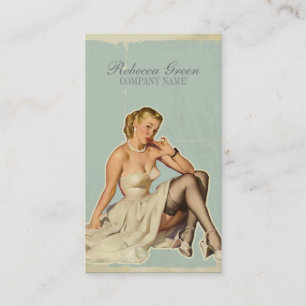 Retro Mode Girl Hair Stylist Makeup Artist Visitekaartje