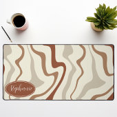 Retro Modern Abstract marmer werveling bruin en cr Bureaumat