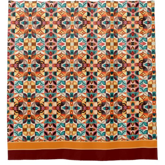 Retro Modern Abstract Squares Collectie Douchegordijn (Voorkant)