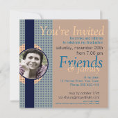 Retro Modern Afstuderen met foto-uitnodiging Kaart (Achterkant)