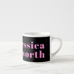 Retro-modern bewerkbare tekst Zwart & Roze Espresso Kop