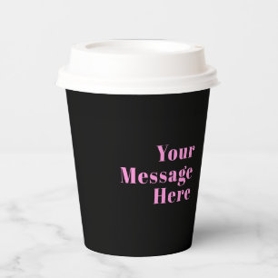 Retro-modern bewerkbare tekst Zwart & Roze Papieren Bekers