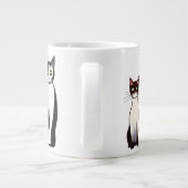 Retro Modern Black and White Cat and Kitten Extra Grote Beker (Achterkant)