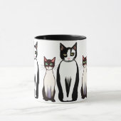 Retro Modern Black and White Cat and Kitten Mok (Midden)