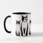 Retro Modern Black and White Cat and Kitten Mok (Links)
