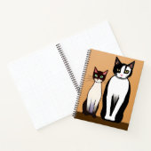 Retro Modern Black and White Cat and Kitten Notitieboek (Binnen)