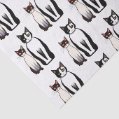 Retro Modern Black and White Cat and Kitten Tissuepapier (Detail)