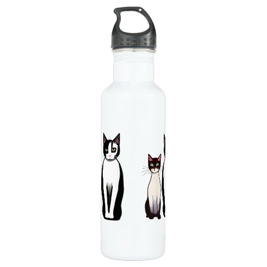 Retro Modern Black and White Cat and Kitten Waterfles (Achterkant)