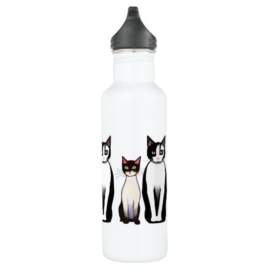 Retro Modern Black and White Cat and Kitten Waterfles (Rechts)