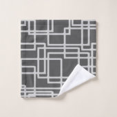 Retro Modern Blanched Slate Squares op Storm Grey Bad Handdoek (Wasdoekje)