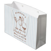 Retro Modern Blauw Bachelorette Groot Cadeauzakje (Achterkant Gekanteld)