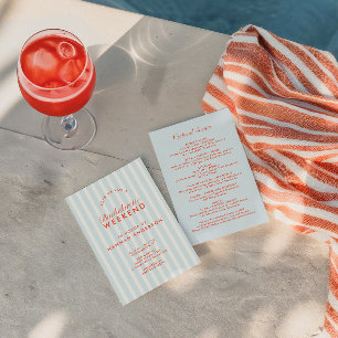 Retro Modern blauw vrijgezellenweekend Kaart