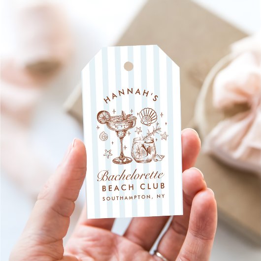 Retro Modern Blue & Brown Bachelorette Weekend Cadeaulabel