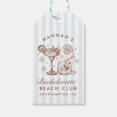 Retro Modern Blue & Brown Bachelorette Weekend Cadeaulabel (Voorkant)