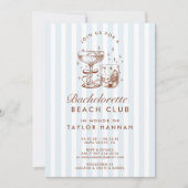 Retro Modern Blue & Brown Bachelorette Weekend Kaart (Voorkant)