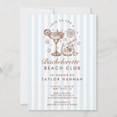 Retro Modern Blue & Brown Bachelorette Weekend Kaart (Voorkant)