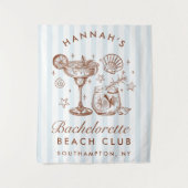 Retro Modern Blue & Brown Bachelorette Weekend Wandkleed (Voorkant)