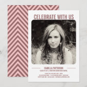 Retro Modern Bold Graduparty foto | Roos Kaart (Voorkant / Achterkant)