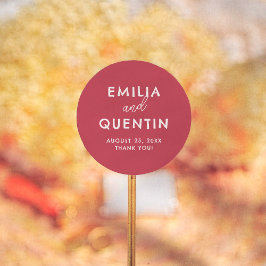 Retro Modern Cherry Red Wedding Thank You Favor Ronde Sticker