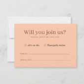 Retro Modern Coral Peach Elegant Wedding RSVP (Devant)
