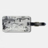 Retro Modern Design Bagagelabel met lederen band (Achterkant horizontaal)