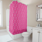 Retro Modern Fish, Fuchsia and Light Pink Douchegordijn (In situ)