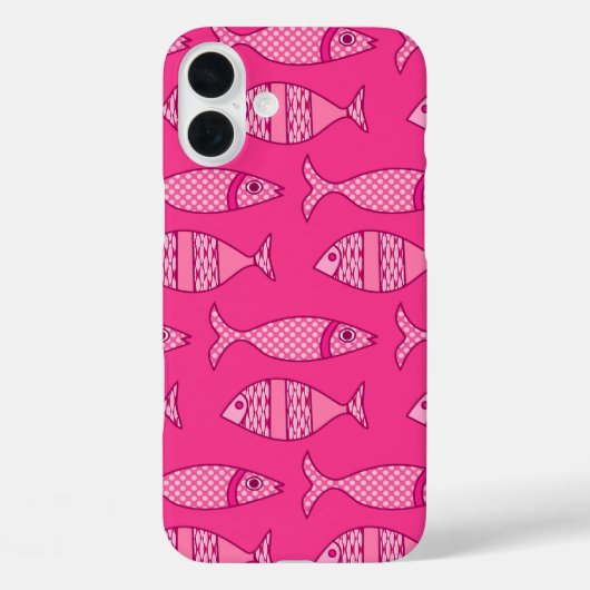 Retro Modern Fish, Fuchsia, Light Pink, Deep Pink Case-Mate iPhone Case (Achterkant)