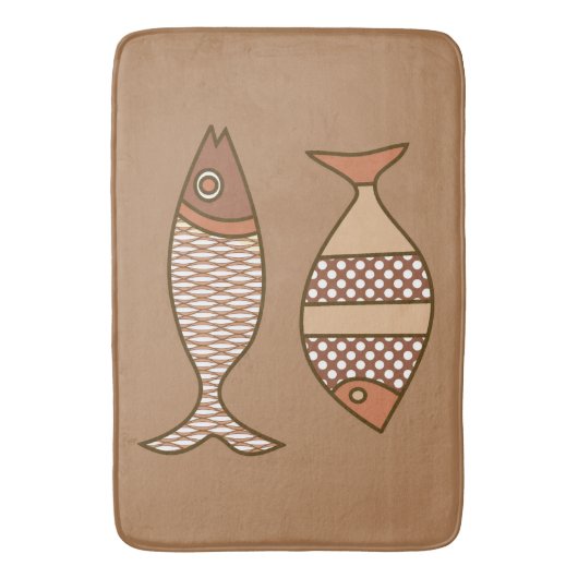 Retro Modern Fish, Tan, Beige en Light Brown Badmat (Voorkant Verticaal)